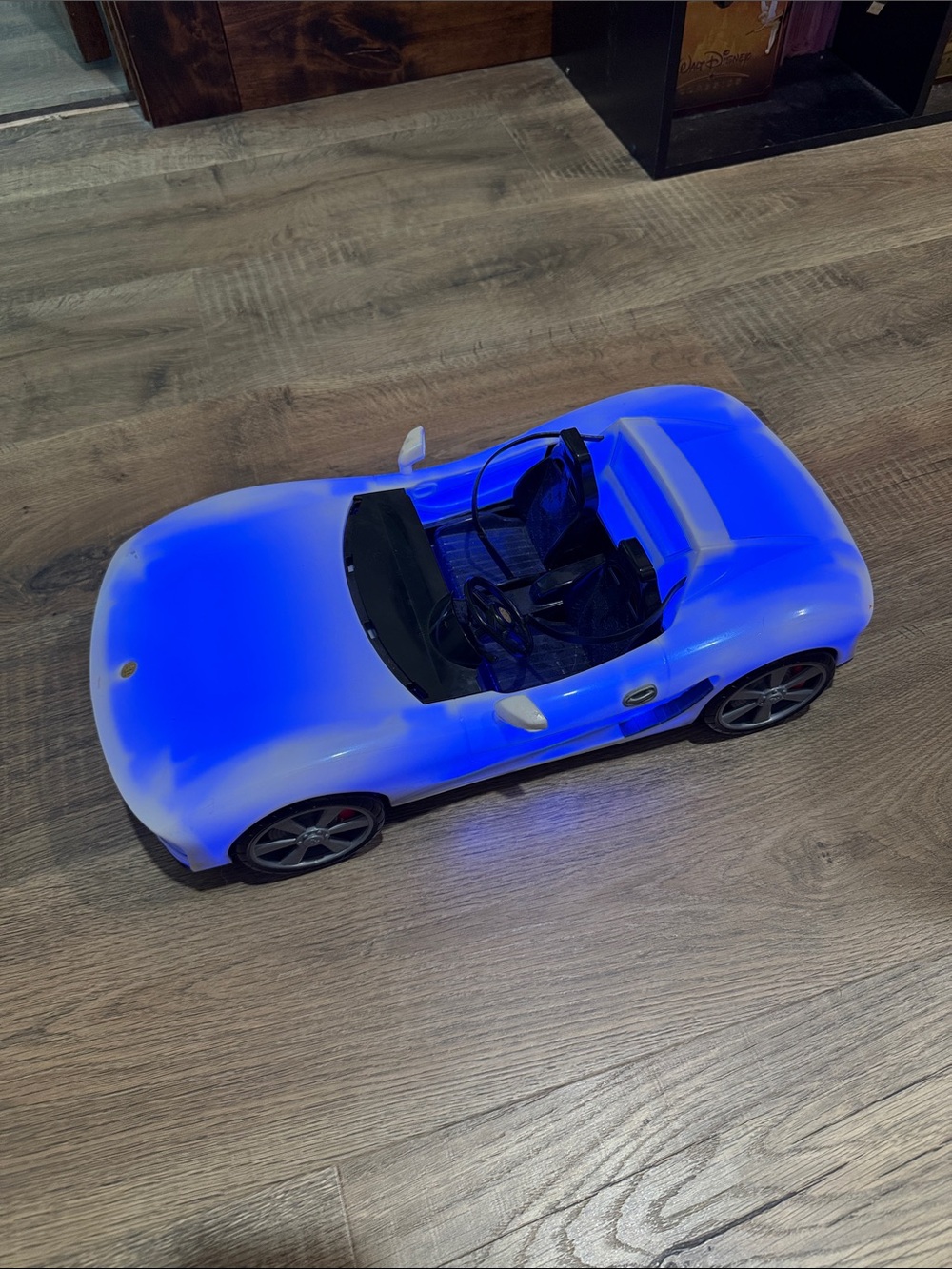 Light-Up Blue Kids Convertible Ride-On Toy Car